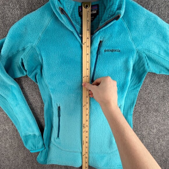Patagonia Fleece Jacket Women Blue Fuzzy Soft Small Full Zip Pockets Logo Waffle - Picture 2 of 14